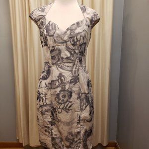 AIDAN MATTOX Women's Size 6 Beige Gray Sleeveless Sheath Dress